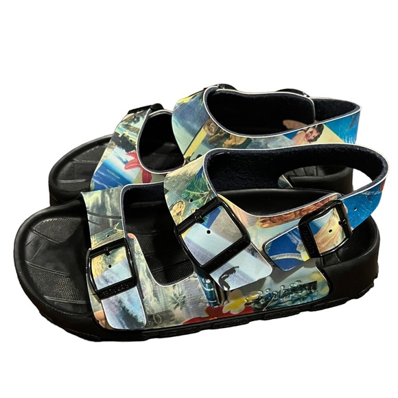 Birki's by Birkenstock Colorful Hawaii Tiki Print Beach Surfer Sandal US 6.5 - Picture 2 of 12